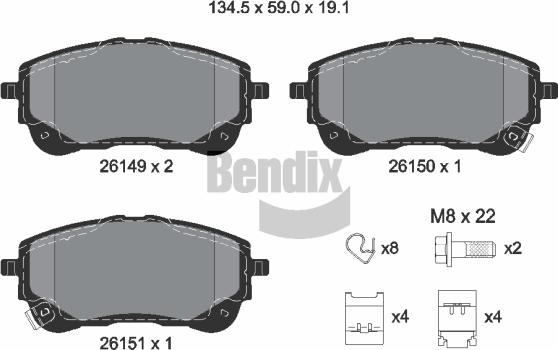 BENDIX Braking BPD2477 — Zestaw klocków hamulcowych, hamulce tarczowe