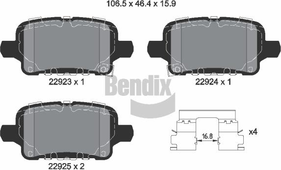 BENDIX Braking BPD2598 — Zestaw klocków hamulcowych, hamulce tarczowe