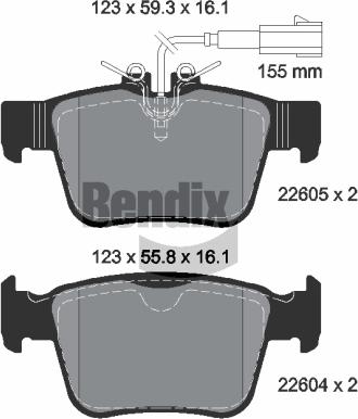 BENDIX Braking BPD2592 — Zestaw klocków hamulcowych, hamulce tarczowe
