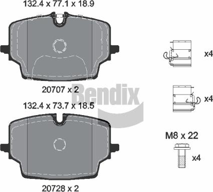 BENDIX Braking BPD2559 — Zestaw klocków hamulcowych, hamulce tarczowe