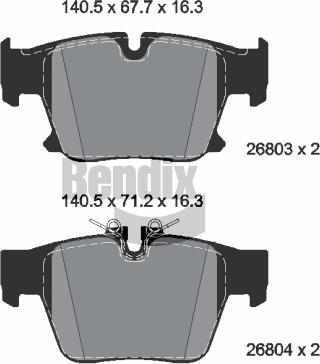 BENDIX Braking BPD2557 — Zestaw klocków hamulcowych, hamulce tarczowe