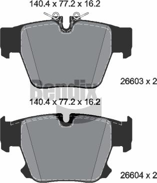 BENDIX Braking BPD2560 — Zestaw klocków hamulcowych, hamulce tarczowe