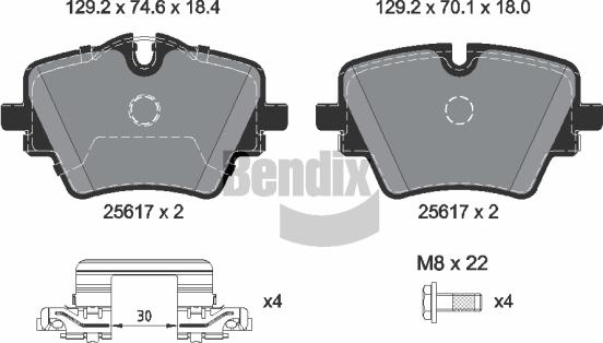 BENDIX Braking BPD2504 — Zestaw klocków hamulcowych, hamulce tarczowe