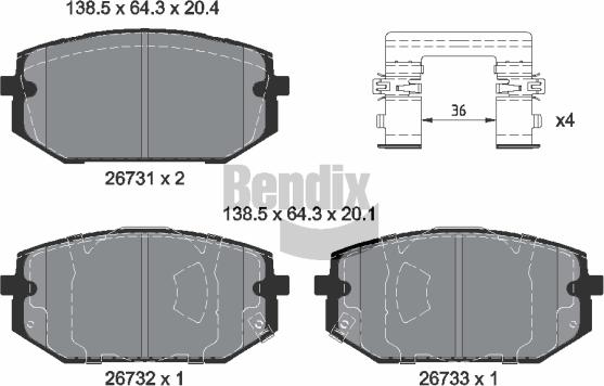 BENDIX Braking BPD2507 — Zestaw klocków hamulcowych, hamulce tarczowe