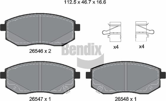 BENDIX Braking BPD2530 — Zestaw klocków hamulcowych, hamulce tarczowe