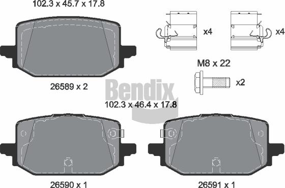 BENDIX Braking BPD2526 — Zestaw klocków hamulcowych, hamulce tarczowe