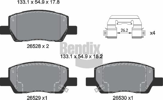 BENDIX Braking BPD2571 — Zestaw klocków hamulcowych, hamulce tarczowe