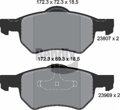 BENDIX Braking BPD2048 — Zestaw klocków hamulcowych, hamulce tarczowe