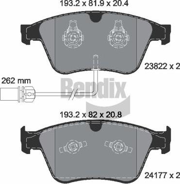 BENDIX Braking BPD2052 — Zestaw klocków hamulcowych, hamulce tarczowe