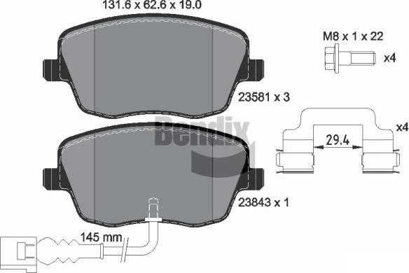 BENDIX Braking BPD2014 — Zestaw klocków hamulcowych, hamulce tarczowe