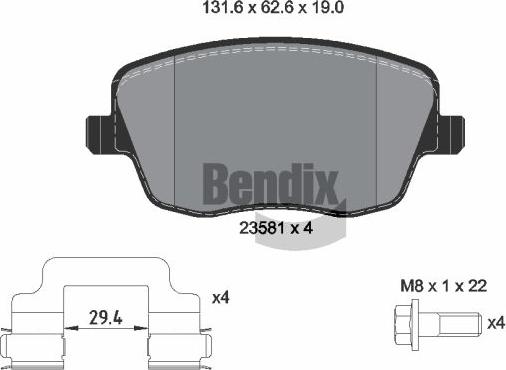 BENDIX Braking BPD2013 — Zestaw klocków hamulcowych, hamulce tarczowe