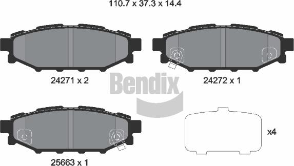 BENDIX Braking BPD2117 — Zestaw klocków hamulcowych, hamulce tarczowe
