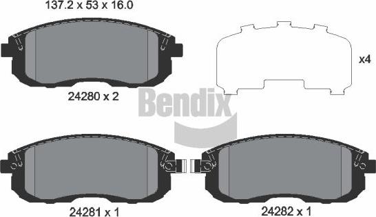 BENDIX Braking BPD2120 — Zestaw klocków hamulcowych, hamulce tarczowe