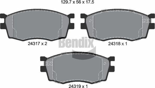BENDIX Braking BPD2127 — Zestaw klocków hamulcowych, hamulce tarczowe