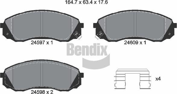BENDIX Braking BPD2175 — Zestaw klocków hamulcowych, hamulce tarczowe