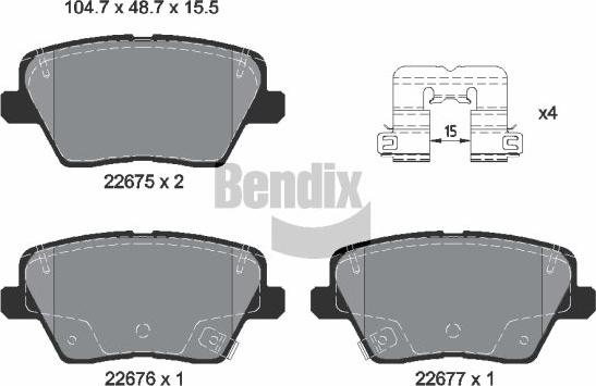 BENDIX Braking BPD2345 — Zestaw klocków hamulcowych, hamulce tarczowe