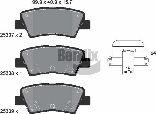 BENDIX Braking BPD2341 — Zestaw klocków hamulcowych, hamulce tarczowe