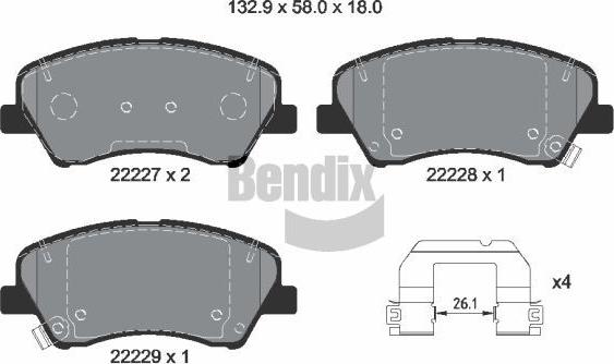 BENDIX Braking BPD2343 — Zestaw klocków hamulcowych, hamulce tarczowe