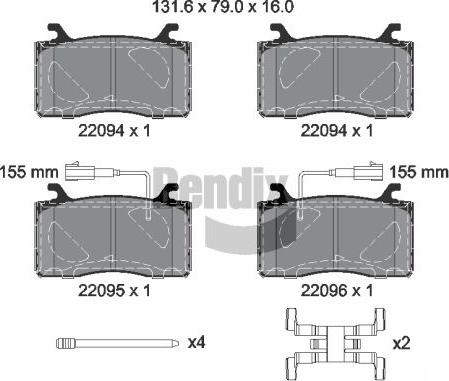 BENDIX Braking BPD2353 — Zestaw klocków hamulcowych, hamulce tarczowe