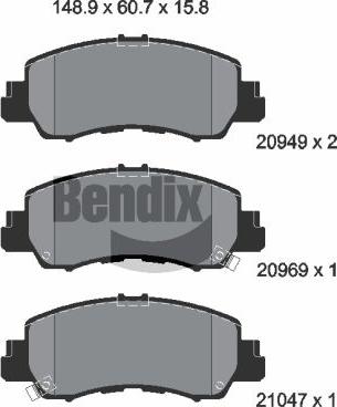 BENDIX Braking BPD2352 — Zestaw klocków hamulcowych, hamulce tarczowe