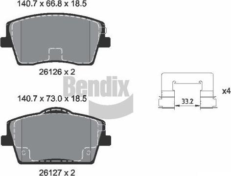 BENDIX Braking BPD2338 — Zestaw klocków hamulcowych, hamulce tarczowe