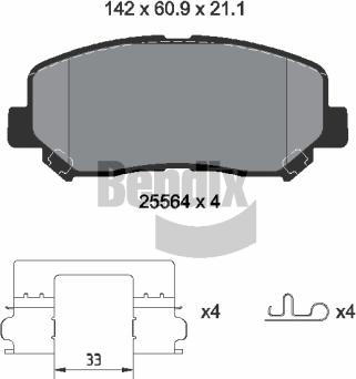 BENDIX Braking BPD2337 — Zestaw klocków hamulcowych, hamulce tarczowe