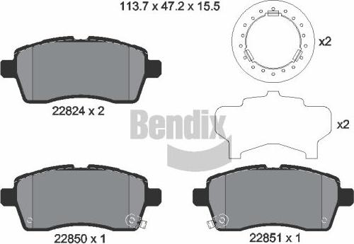 BENDIX Braking BPD2323 — Zestaw klocków hamulcowych, hamulce tarczowe