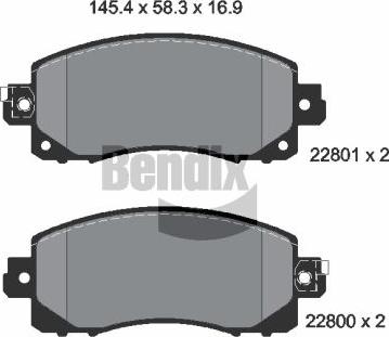 BENDIX Braking BPD2322 — Zestaw klocków hamulcowych, hamulce tarczowe