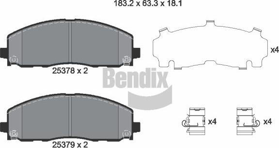 BENDIX Braking BPD2244 — Zestaw klocków hamulcowych, hamulce tarczowe