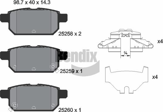 BENDIX Braking BPD2240 — Zestaw klocków hamulcowych, hamulce tarczowe