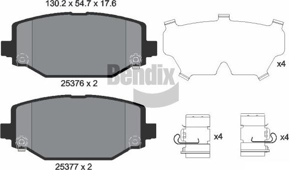 BENDIX Braking BPD2243 — Zestaw klocków hamulcowych, hamulce tarczowe