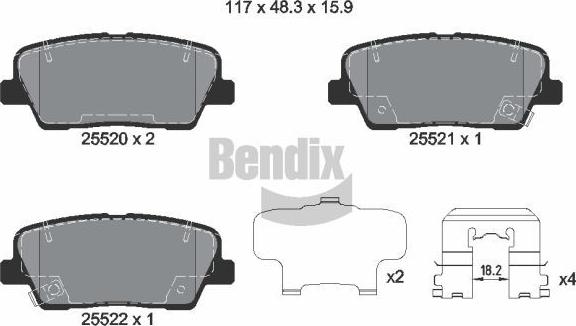 BENDIX Braking BPD2247 — Zestaw klocków hamulcowych, hamulce tarczowe