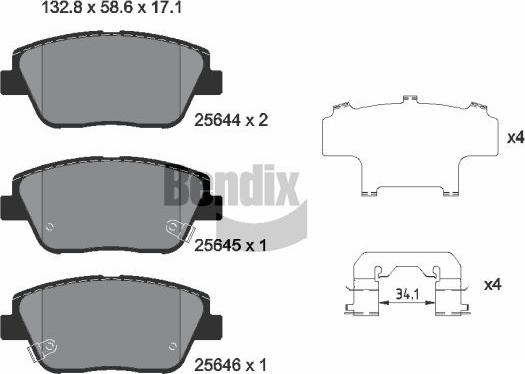 BENDIX Braking BPD2256 — Zestaw klocków hamulcowych, hamulce tarczowe