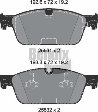 BENDIX Braking BPD2250 — Zestaw klocków hamulcowych, hamulce tarczowe