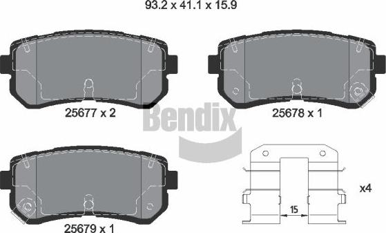 BENDIX Braking BPD2258 — Zestaw klocków hamulcowych, hamulce tarczowe