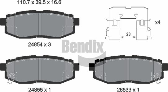 BENDIX Braking BPD2201 — Zestaw klocków hamulcowych, hamulce tarczowe
