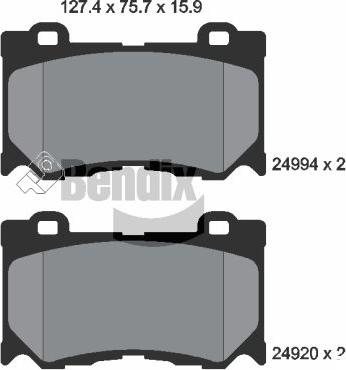 BENDIX Braking BPD2213 — Zestaw klocków hamulcowych, hamulce tarczowe