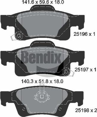 BENDIX Braking BPD2234 — Zestaw klocków hamulcowych, hamulce tarczowe