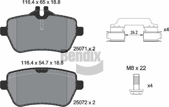BENDIX Braking BPD2221 — Zestaw klocków hamulcowych, hamulce tarczowe