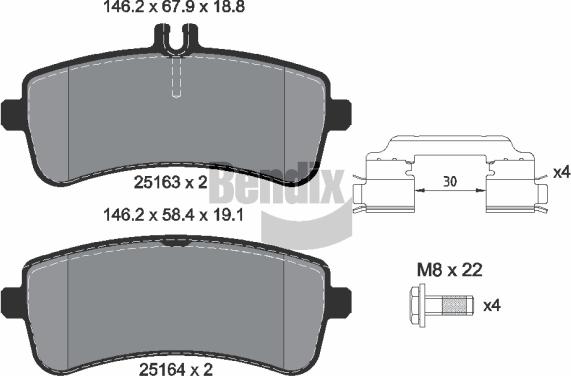 BENDIX Braking BPD2228 — Zestaw klocków hamulcowych, hamulce tarczowe