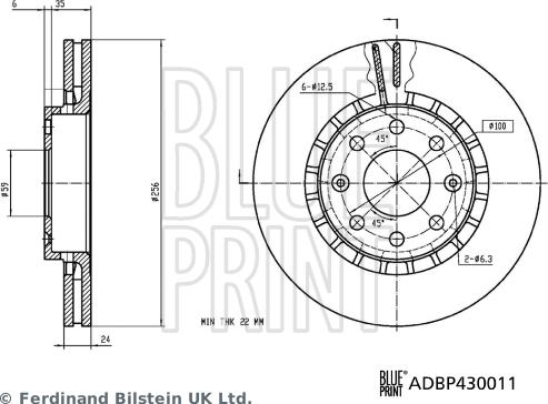 Blue Print ADBP430011 - TARCZA HAM. CHEVROLET P. AVEO-KALOS 1.2-1.4 03-