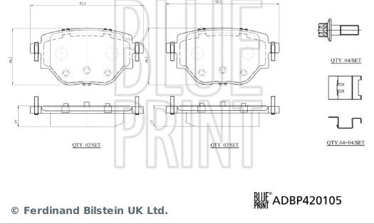 Blue Print ADBP420105 - KLOCKI HAM. PEUGEOT T. 2008 1.2-1.5 BLUEHDI 19-