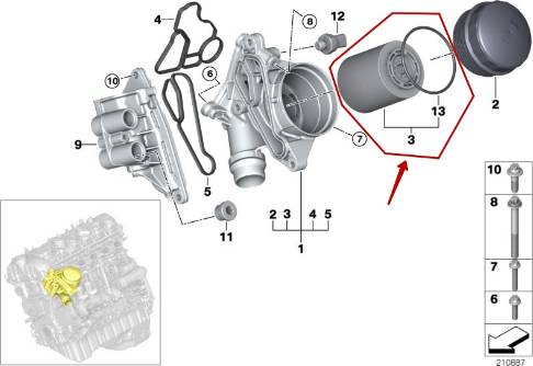 BMW 11 42 7 953 129 - FILTR OLEJU BMW 3 F30-F31-F80. 4 F32-F33-F36-F82 2014-