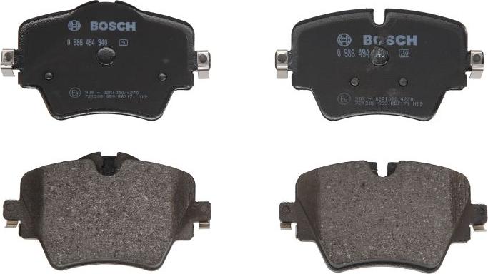 BOSCH 0 986 494 940 — Zestaw klocków hamulcowych, hamulce tarczowe