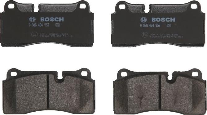 BOSCH 0 986 494 957 — Zestaw klocków hamulcowych, hamulce tarczowe