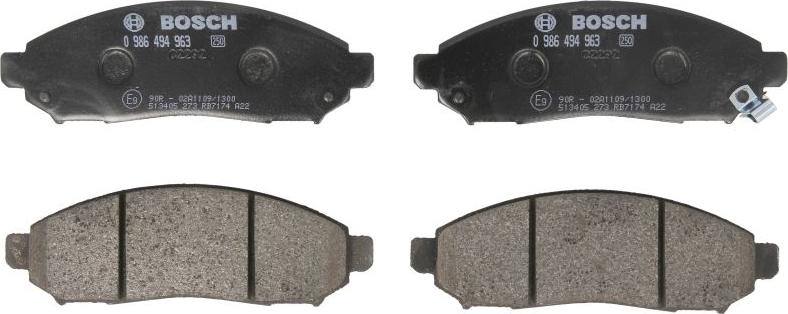 BOSCH 0 986 494 963 — Zestaw klocków hamulcowych, hamulce tarczowe