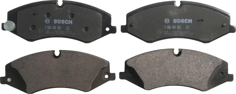 BOSCH 0 986 494 980 — Zestaw klocków hamulcowych, hamulce tarczowe