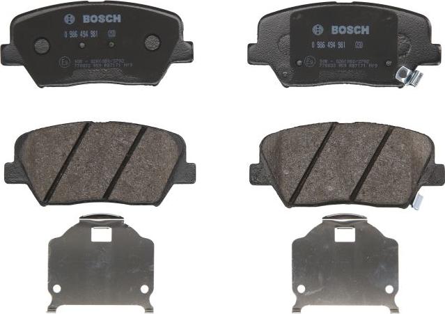 BOSCH 0 986 494 981 — Zestaw klocków hamulcowych, hamulce tarczowe