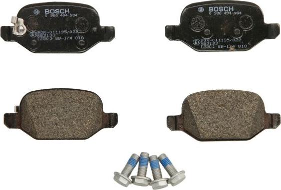 BOSCH 0 986 494 934 — Zestaw klocków hamulcowych, hamulce tarczowe