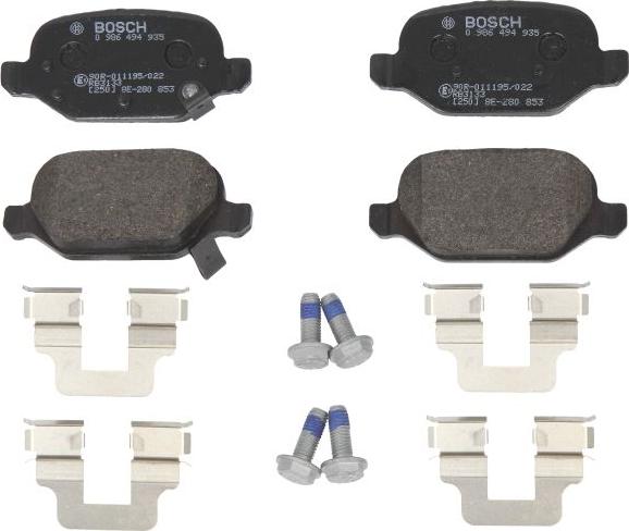 BOSCH 0 986 494 935 — Zestaw klocków hamulcowych, hamulce tarczowe